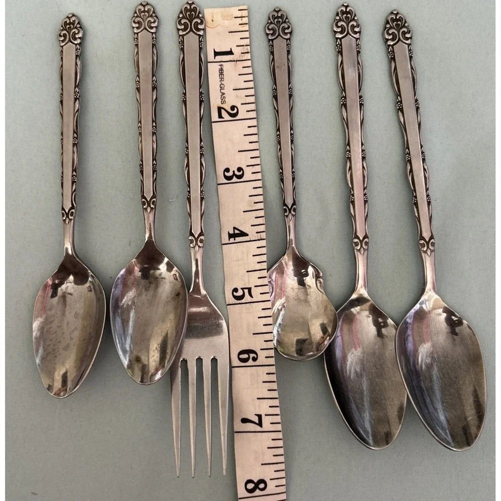 Ekco Eterna Mary Ellen Flatware Stainless Vintage Japan Spoons Fork Lot Of 6